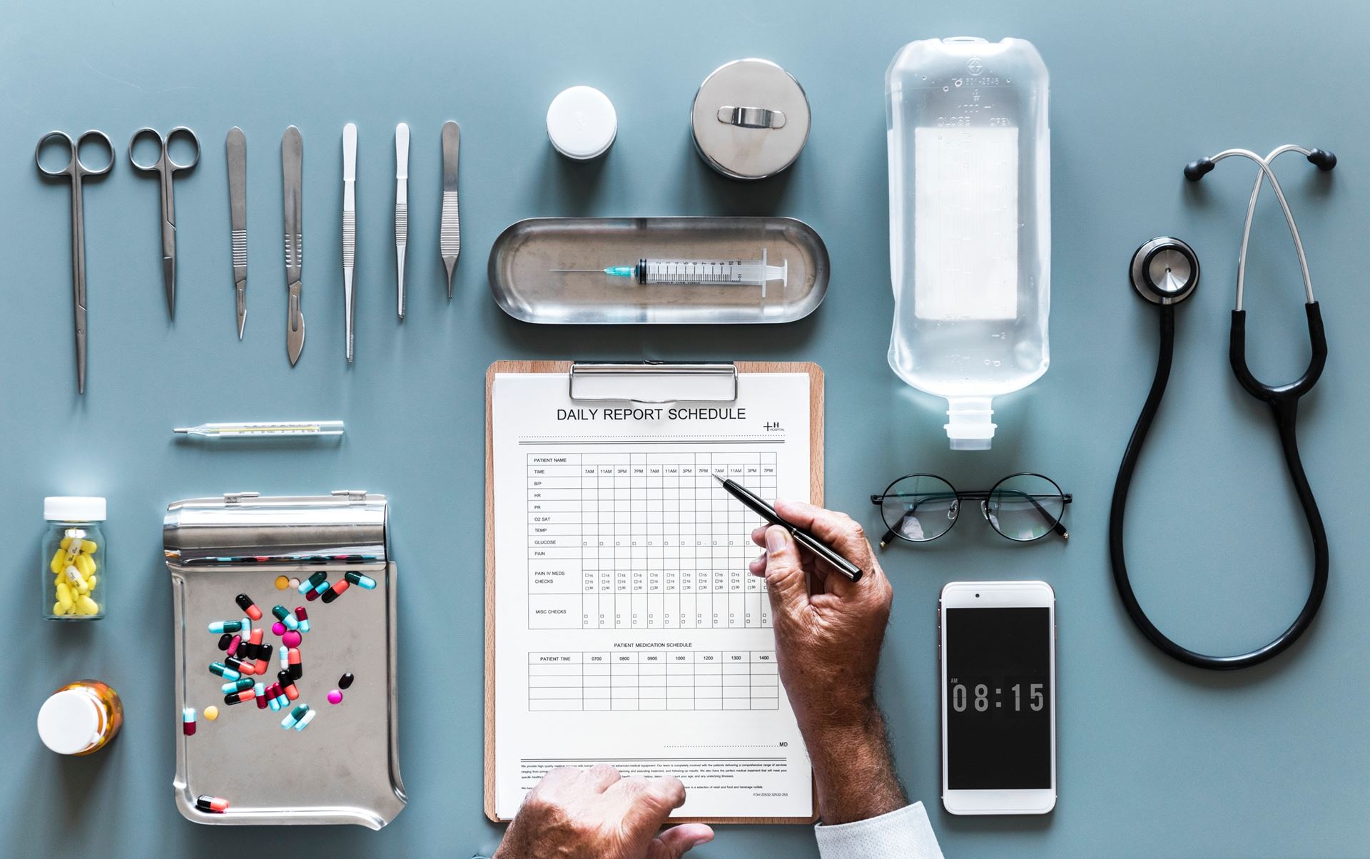 medical equipment on a table